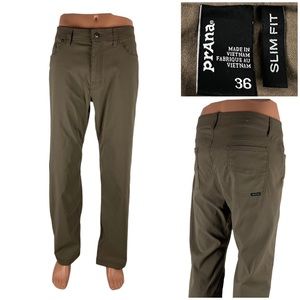 Prana Brion Mens 36 X 31 Pants Slim Fit Stretch Hiking Outdoors Nylon M4BN32312